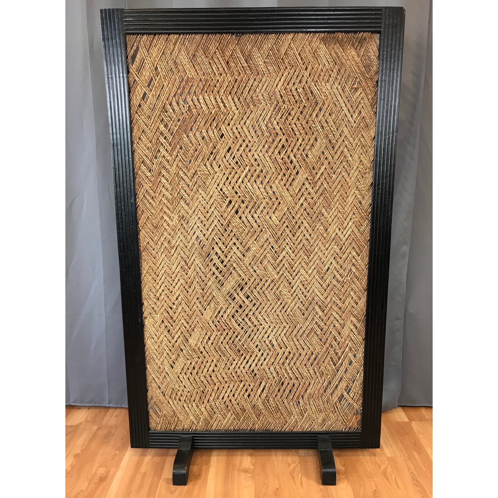 Vintage Free Standing Woven Rope Screen - Past Perfect