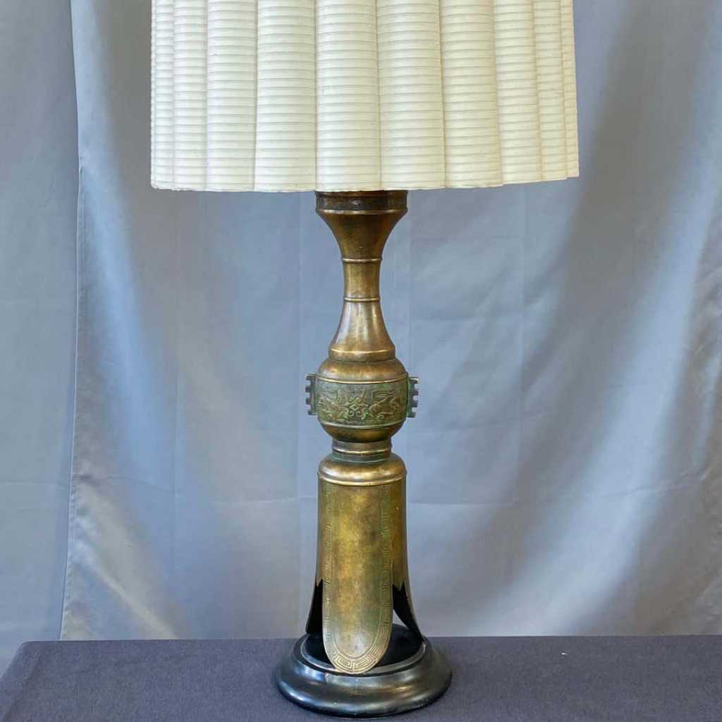 Marbro James Mont Style Chinese Archaistic Tall Brass Table Lamp, 1950s ...