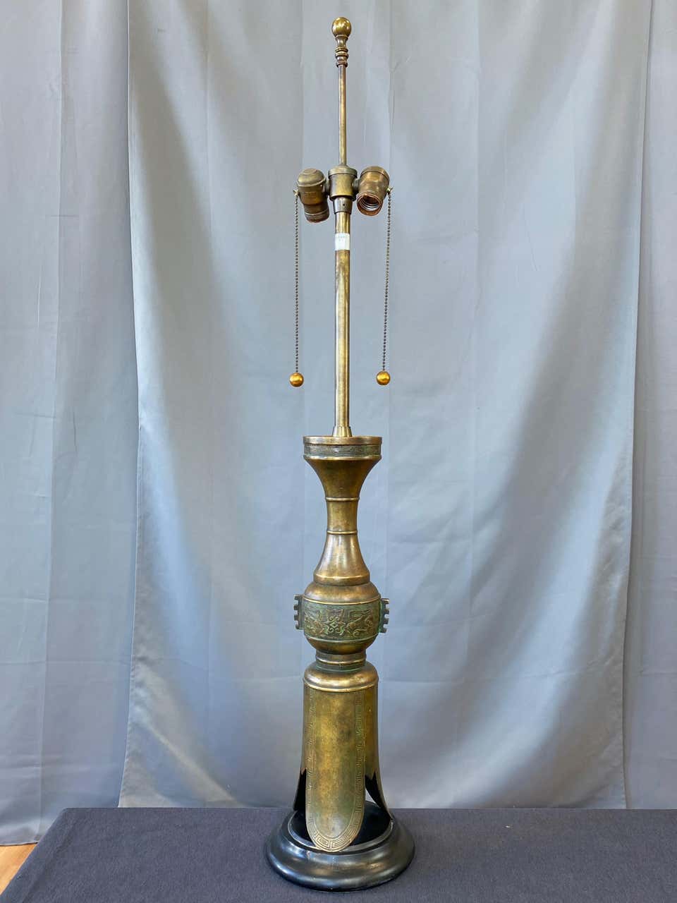 Marbro James Mont Style Chinese Archaistic Tall Brass Table Lamp, 1950s ...