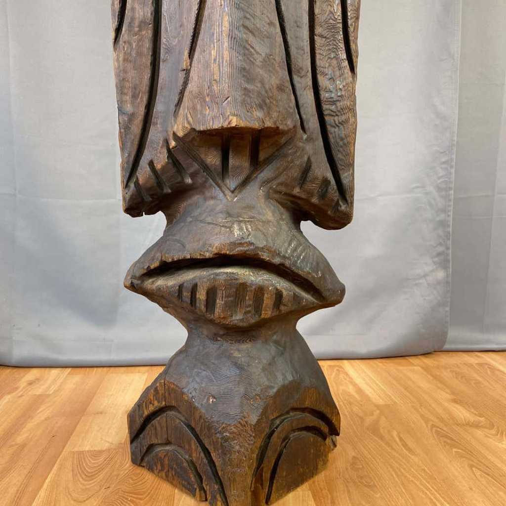 Vintage Monumental Carved Wood Tiki Sculpture - Past Perfect